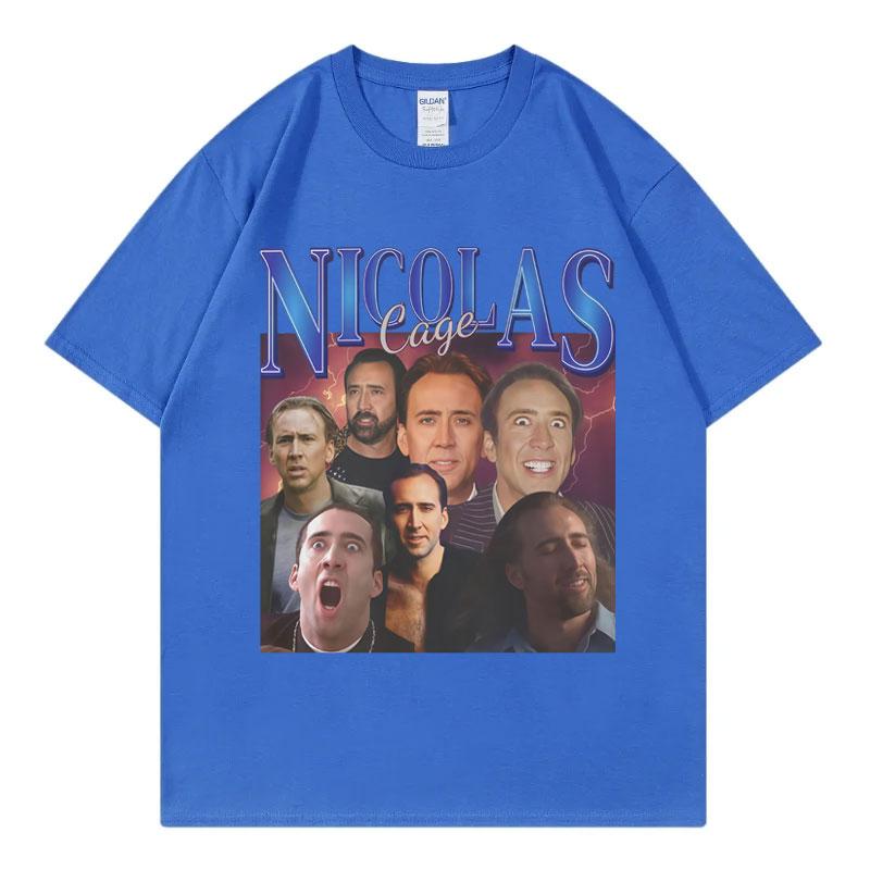 Lustige Nicolas Cage Meme Grafik T-Shirts Hohe Qualität Mode Kurzarm T-Shirts Unisex Damenbekleidung Lässiges Übergroßes T-Shirt