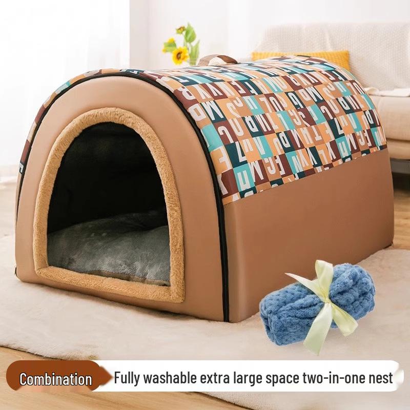 Doghouse Thickened Removable & Washable Large Dog Mat - Winter Warm Nest