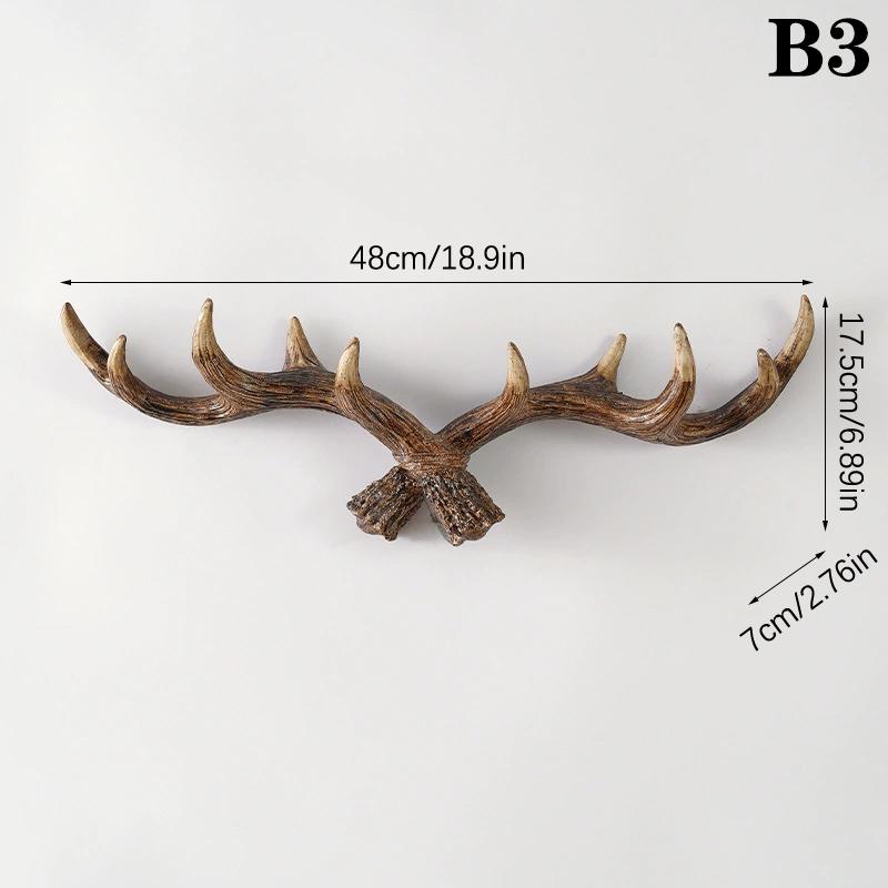 Nordic Vintage Deer Horn Decorative Hook Wall Hanging Clothes And Hats Hook High-End Living Room Decor Antler Resin Statue Craft
