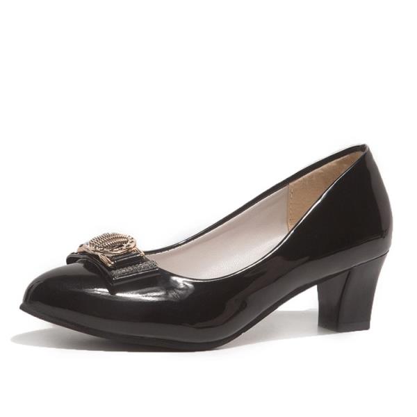 Fashion Casual Heels African Woman Shoe Soft Bottom Work Dress Professional Navy Blue Pumps Comfortable Burgundy Black Office Leather Be