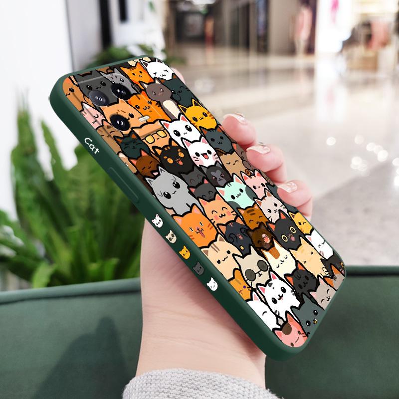 

Cute Cat Drawing Phone Case For Xiaomi 17 15 15T 14 14T 13 13T 12 12X 12T 12S Mi 11 11T 10 10T Pro Max Lite Silicone Cover 12 Lite темно-зеленого