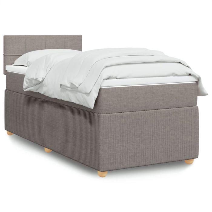 VidaXL Slat Bed Base with Mattress Taupe 80x200 Cm Fabric 3289587