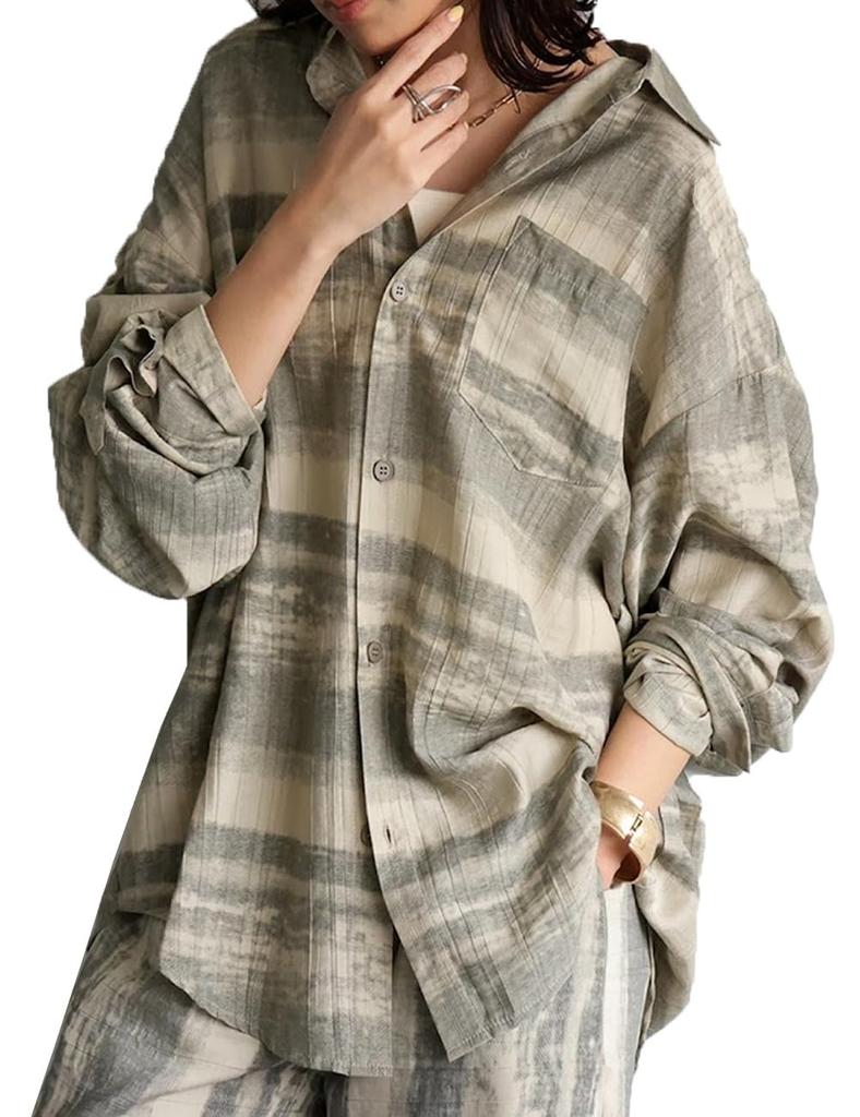 Antiqua Nuance Striped One Khaki Beige Shirt, Women's, MY-00020, Size, 01,
