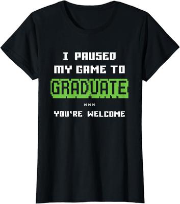 Funny Gamer Graduate Graduation Paused Game Ladies039 Crewneck T-Shirt
