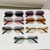  New Fashion Trending Small Rectangle Sunglasses Retro Metal Rimless Gradient Shades UV400