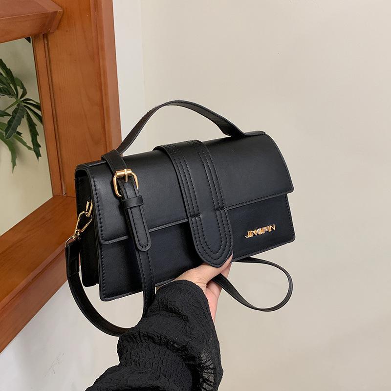 

Simple solid color handbag texture commuting light luxury shoulder women s bag fashion temperament versatile messenger small square bag чёрный