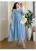 2026 Korean Loose-Fit Maternity Cotton Linen Dress