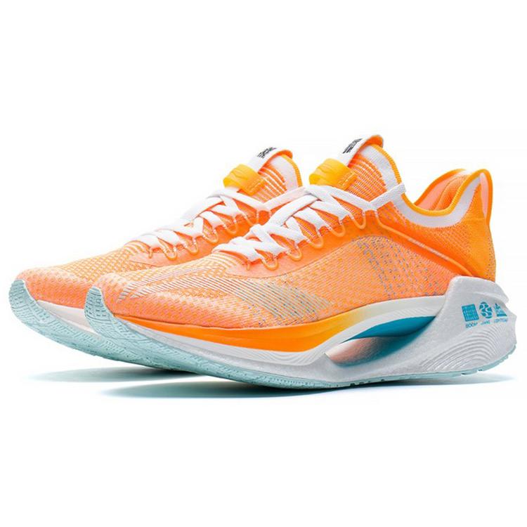 New LINING Jueying Essential Running Shoes Men Low Top Neon Sweet Orange/Standard White ARRS003-7
