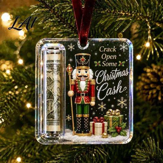 Festive Hanging Cash Holder Personalized Christmas Ornament Custom Acrylic Money Clip for Holiday Gift Display Tree Decorations Unique Keepsake
