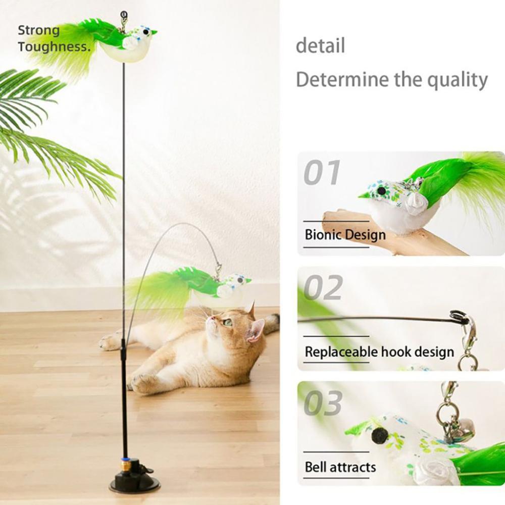 with Suction Cup Kitten Gift Simulation Birds Cat Supplies Cat Teaser Wands Cat Toy Cat Stick Toy