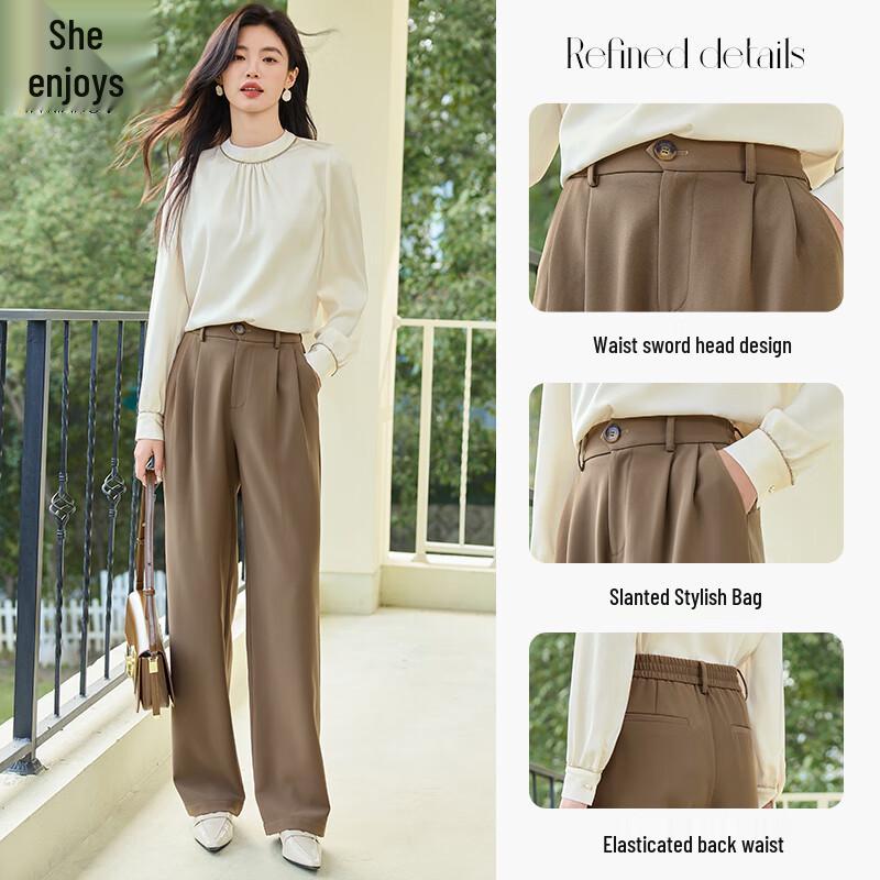 Women's High-Waist Wide-Leg Straight Suit Pants