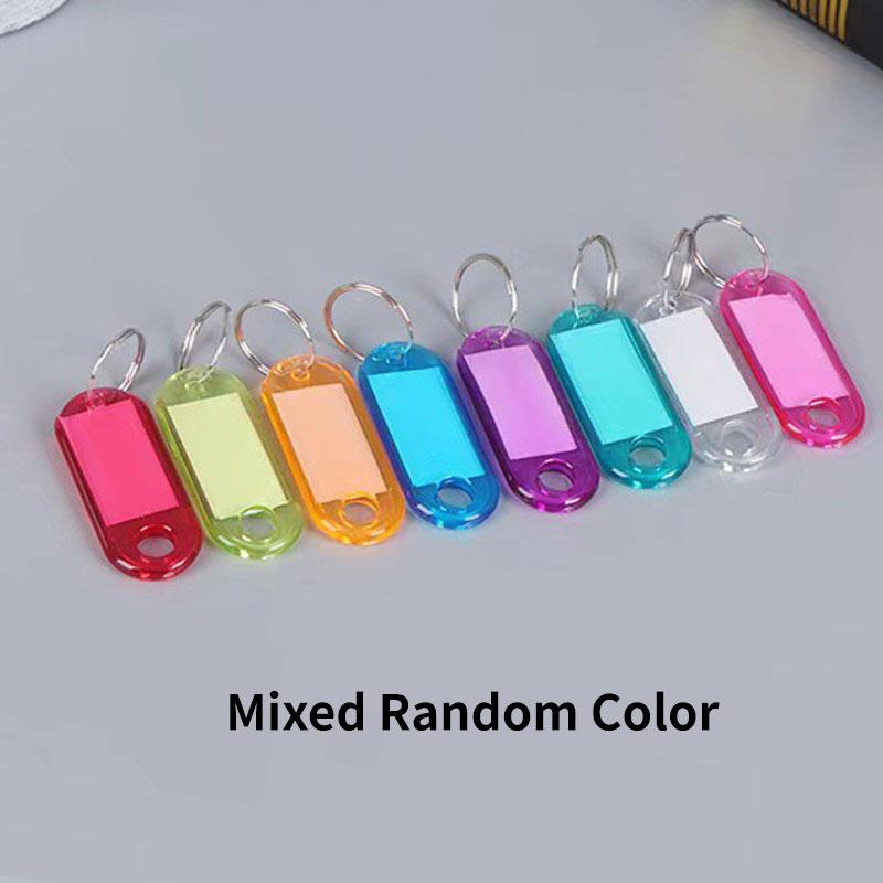 10pcs Coloful Key Tags Plastic Split Key Ring Paper Labels Clear Windows Flexible Key Organizer DIY Item Identifiers Luggage Tag