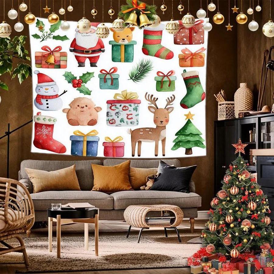 Christmas Tapestry Pattern Background Cloth Hanging Cloth Bedroom Bedside Decorative Wall Cloth Rental Dormitory Tapestry