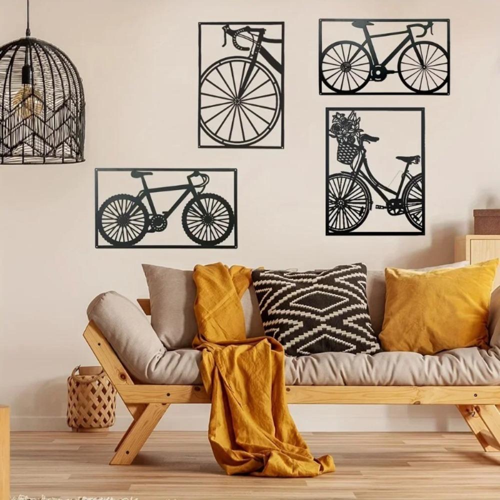 Schmiedeeisen Fahrrad Wandkunst Dekoration 1 Stück für Wohnzimmer Schlafzimmer Esszimmer Elegante Metallkunstwerke