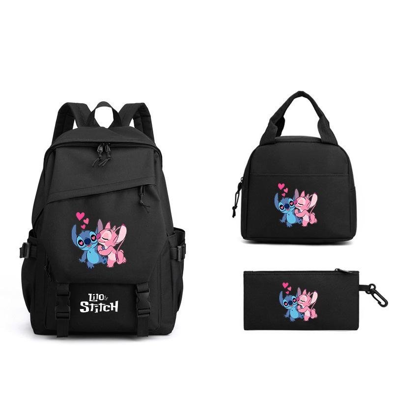 3-Piece LiloStitch Kids Backpack Cartoon Pencil Case Boys Girls Student Backpack