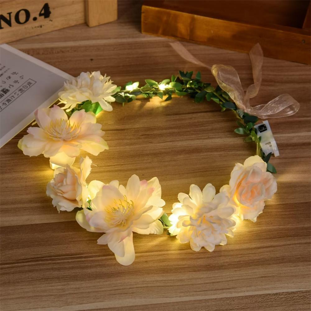 Led Headband Multicolor Light Hairband Glow Hairband Floral Flower Headband For Festival Girls Party