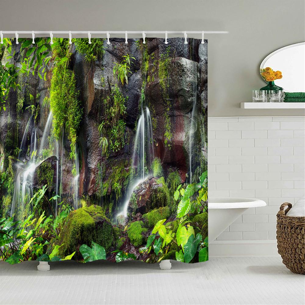 

Dafield Mountain Shower Curtain Nature Pictures Lake Landscape Primitive Smoky Cloth Black Forest Fabric Bathroom Shower Curtain W60H190(CM)-1 Pcs