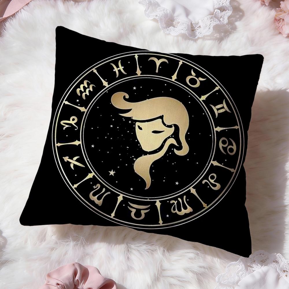 TTwelve Constellations Cushion Cover Soft Washable Pillow Case Multi-Scene for Couch Bed Travel Office Use