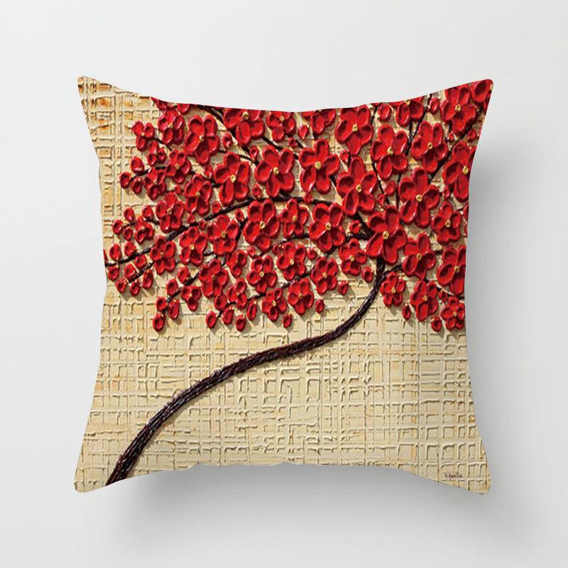 Red Leaves Lovers Valentine's Day Series Pillow Case Maple Leaf Falling Pillows Cover Tree Pattern Retro Cushion Pillowcases