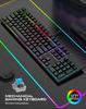 K104 Mechanical Keyboard, Blue Switch, 7-Color Lighting, 26-Key Anti-Ghosting for Office and Gaming.