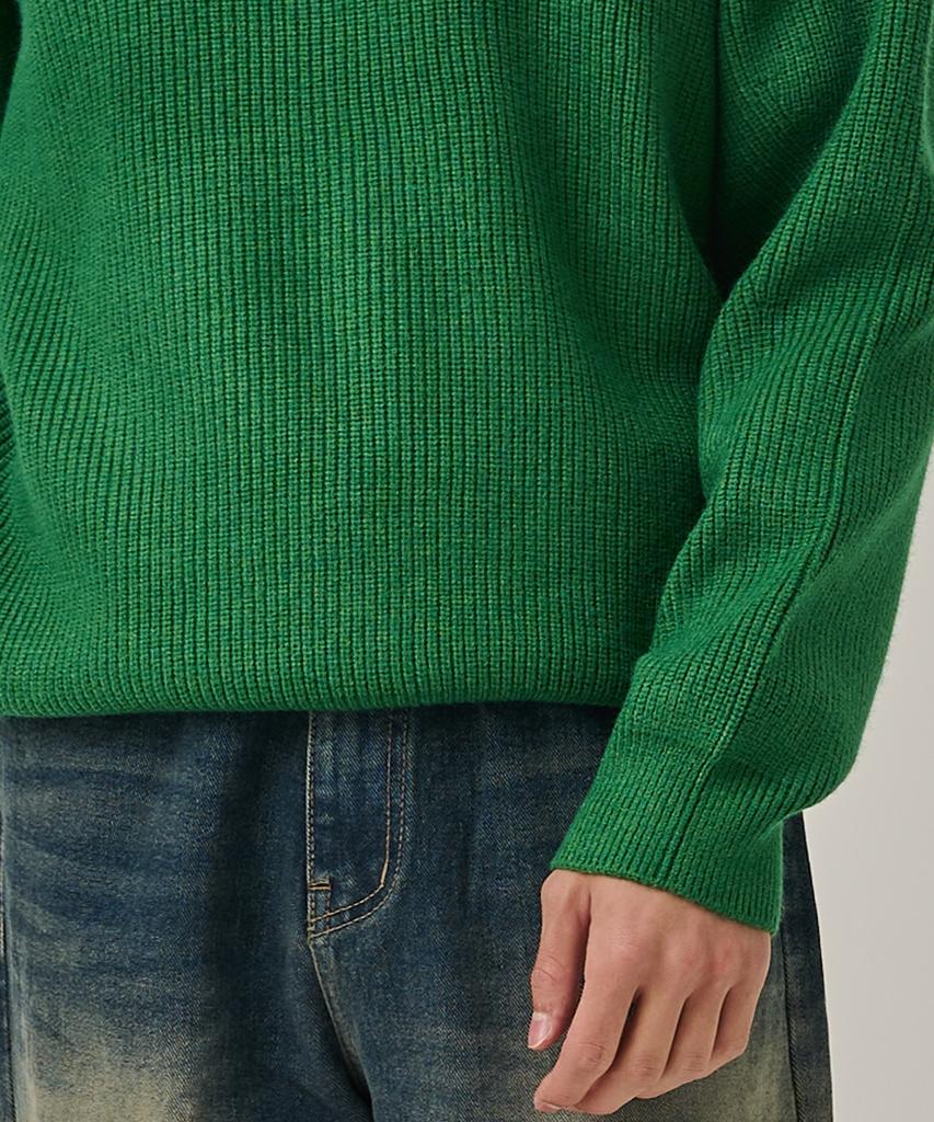ANALOG MOOD Semi-Overfit Hazzi Daily Round Knit (Green)
