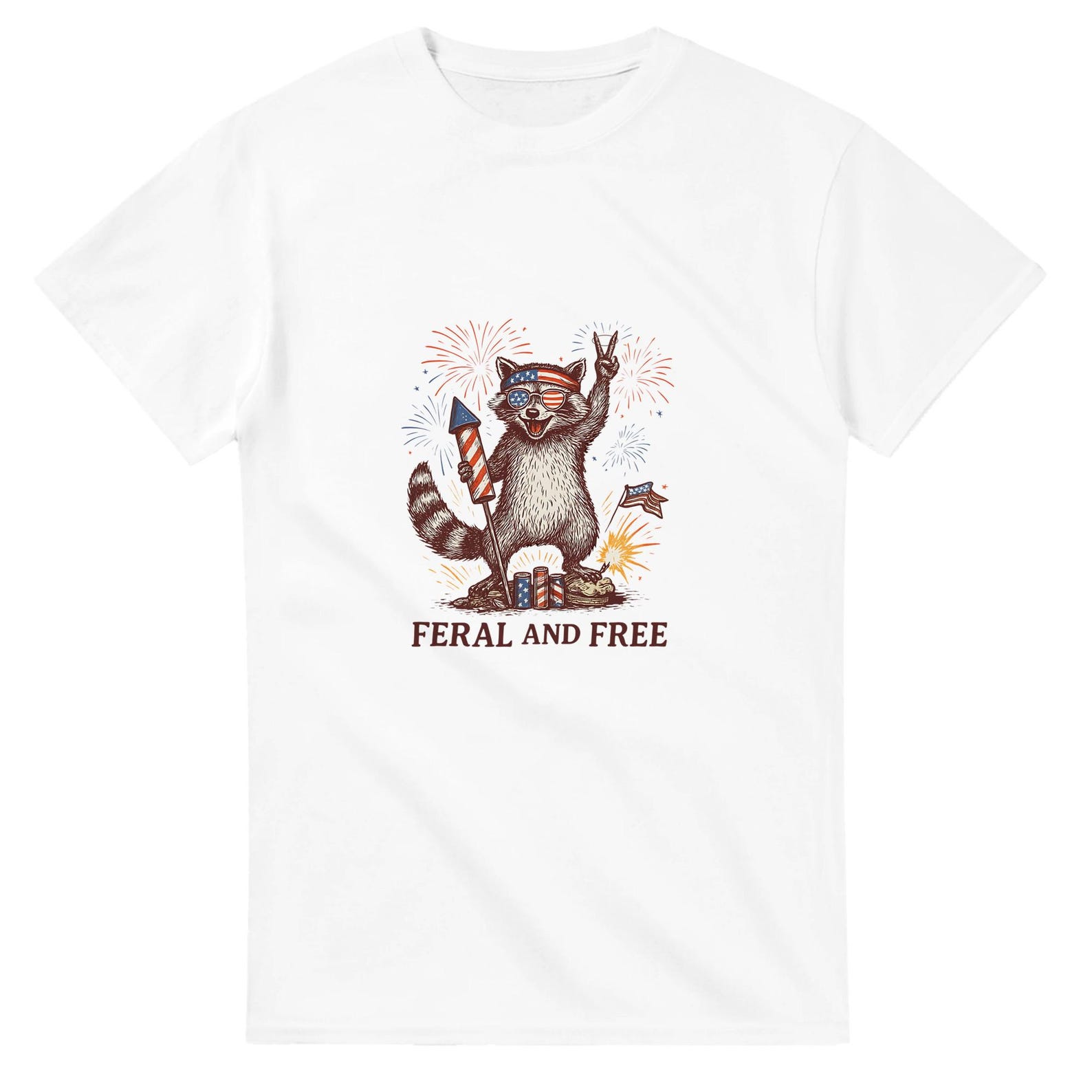 Feral and Free 4th of July Heavyweight Unisex Crewneck T shirt | Gildan® 5000 4XL