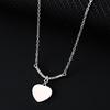 Stainless Steel V-Shaped Necklace with Multi-Diamond Heart Accents Featuring UV Color Printing