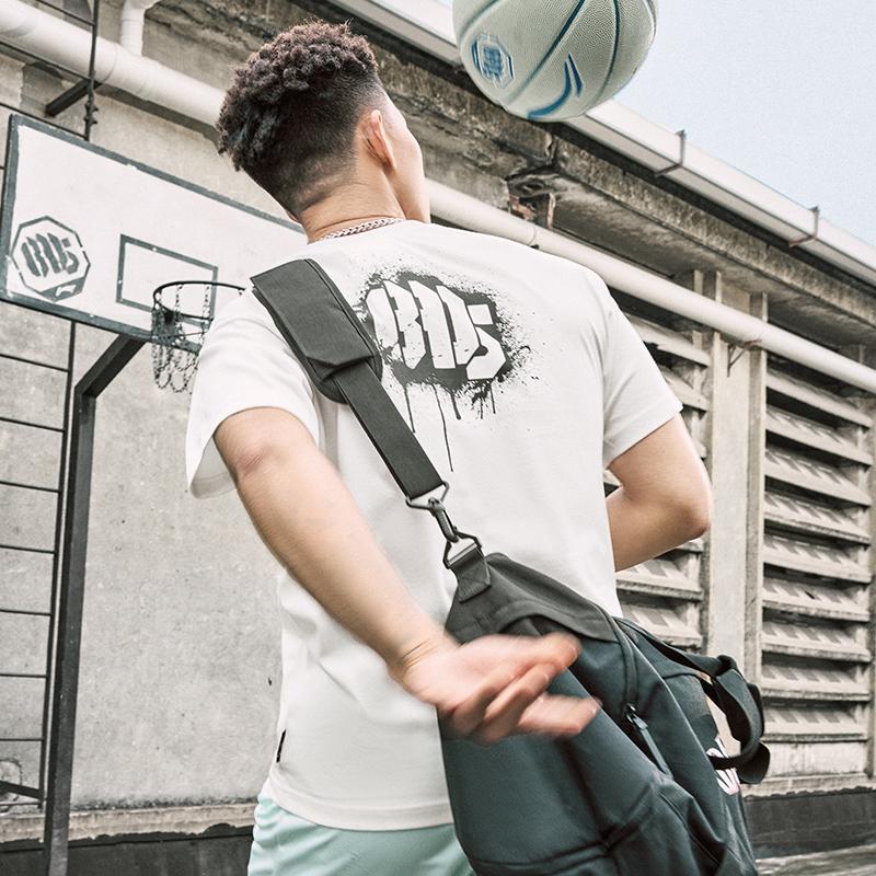 Li-Ning Badfive Letter Print Moisture-Wicking Short Sleeve Drop Shoulder T-Shirt Men Tops Milk-White AHSU423-1