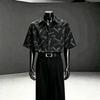Summer new printed short-sleeved shirt men's ice silk thin breathable top