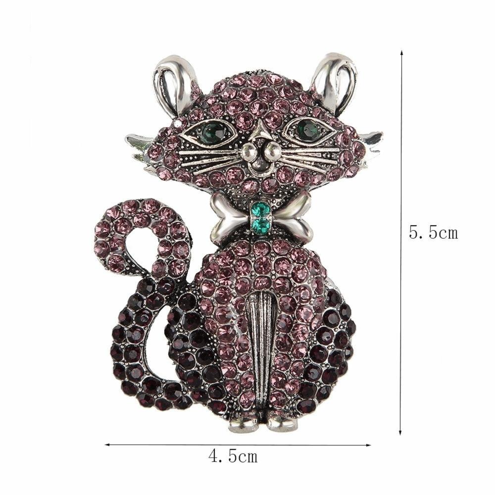 Lovely Design Cat Brooches Rhinestone Vintage Pin Feminine Style Animal Brooch  Party Accessories