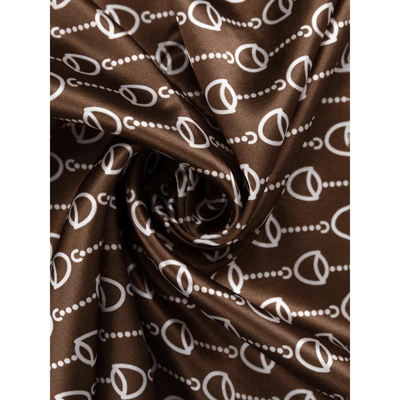 Casual Print Women'S Pajamas Set Loose Lace Up Robe Nightie Turn-Down Collar High Waist Pants Sleepwear Women Suit