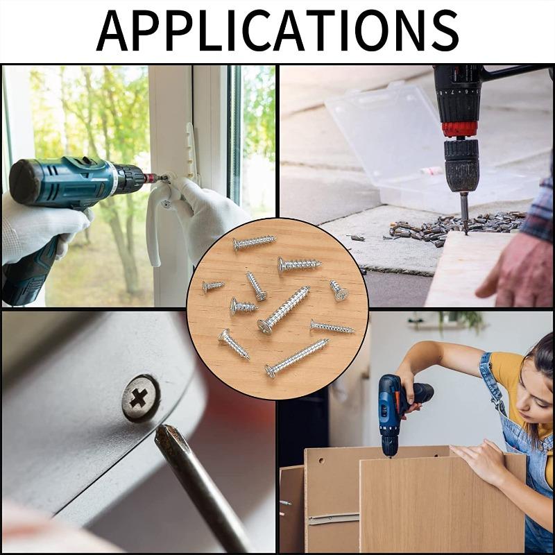 800PCS/Box Self Tapping Screw Kit M2 Carbon Steel Cross Drive Flat Head Self Drilling Screw DIY Industrial Screw Thread Fastener