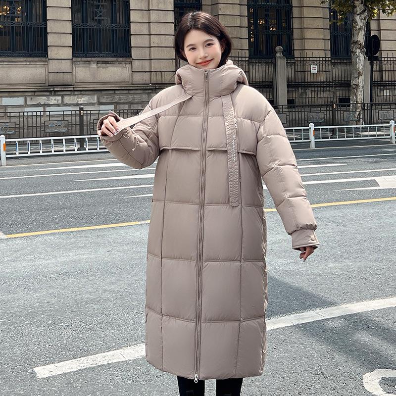 Winter new women's down cotton clothes thickened warm hooded A version regular hip-wrapped warm jacket