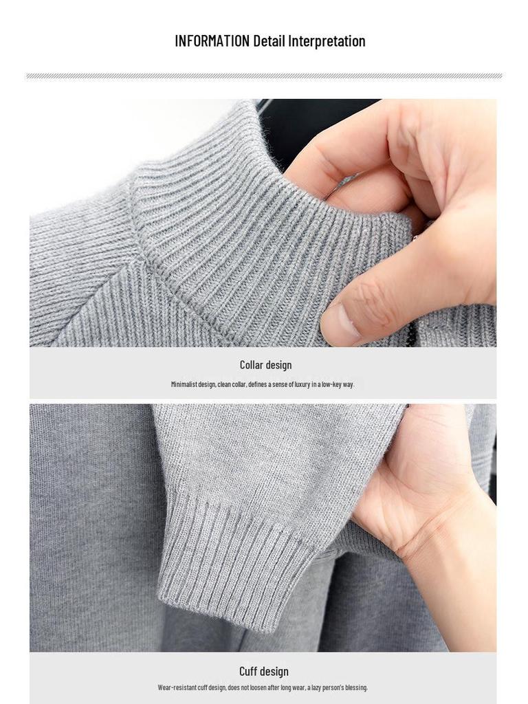 Men's High-End Luxury Knit Sweater: Stand-Up Collar, Half-Zip, Loose Fit for Autumn/Winter 