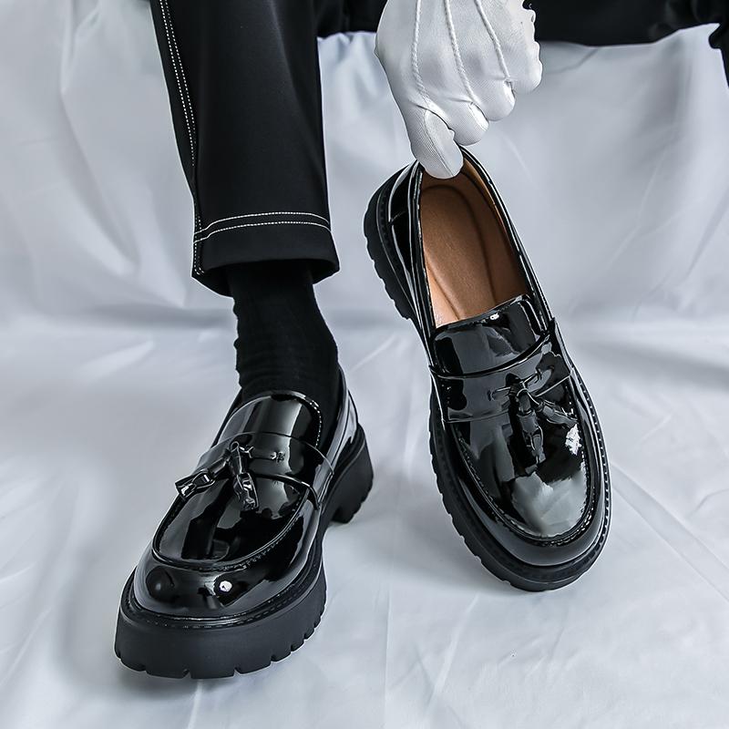 Fashion Fashionable British Style Men's Comfortable Business Dress Leather Shoes Spring Brand New Men Thick Soled Flowing Su Le Fu Shoes