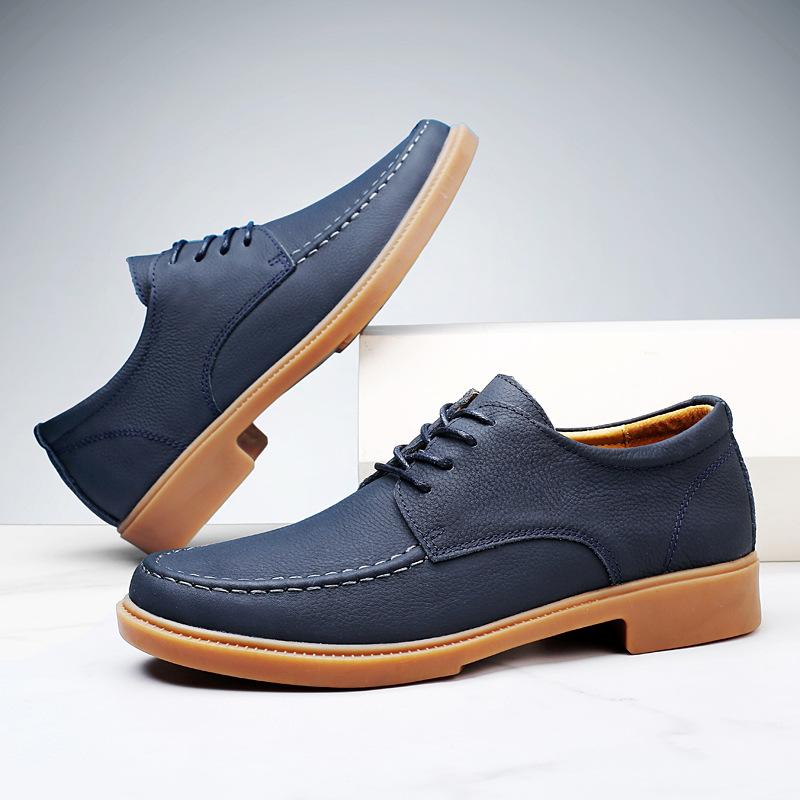 British men's casual leather shoes men's leather soft sole comfortable and breathable low-top tooling shoes large size men's shoes 45 46 47