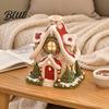 Decorative Figurines for Living Room Christmas Snow House Incense Burner, Backflow Holder, Small Village with Red Bricks Festive Xmas Desktop Figurine