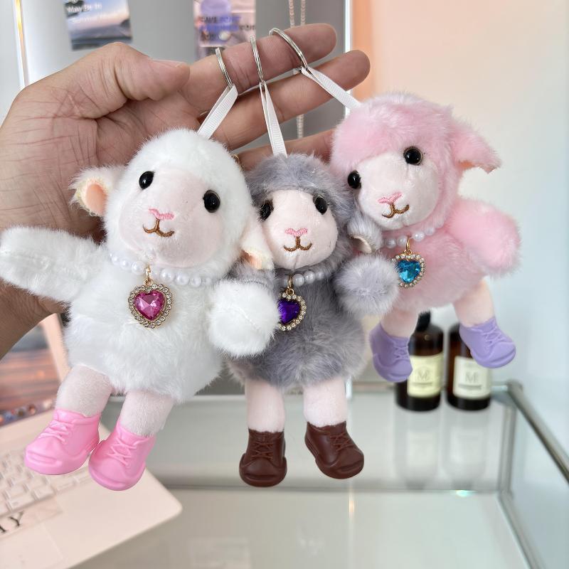 Cute Fluffy Lamb Plush Keychain With Boots Keyring Lovely Sheep Doll Keyring Bag Pendant Decoration For 2027 New Year Gifts
