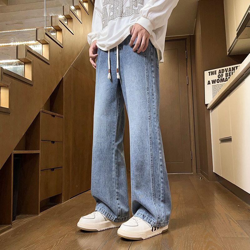 Foreign Trade Surplus American Retro Flared Casual Jeans for Men, Autumn and Winter Loose Straight Thickened Wide-Leg Pants