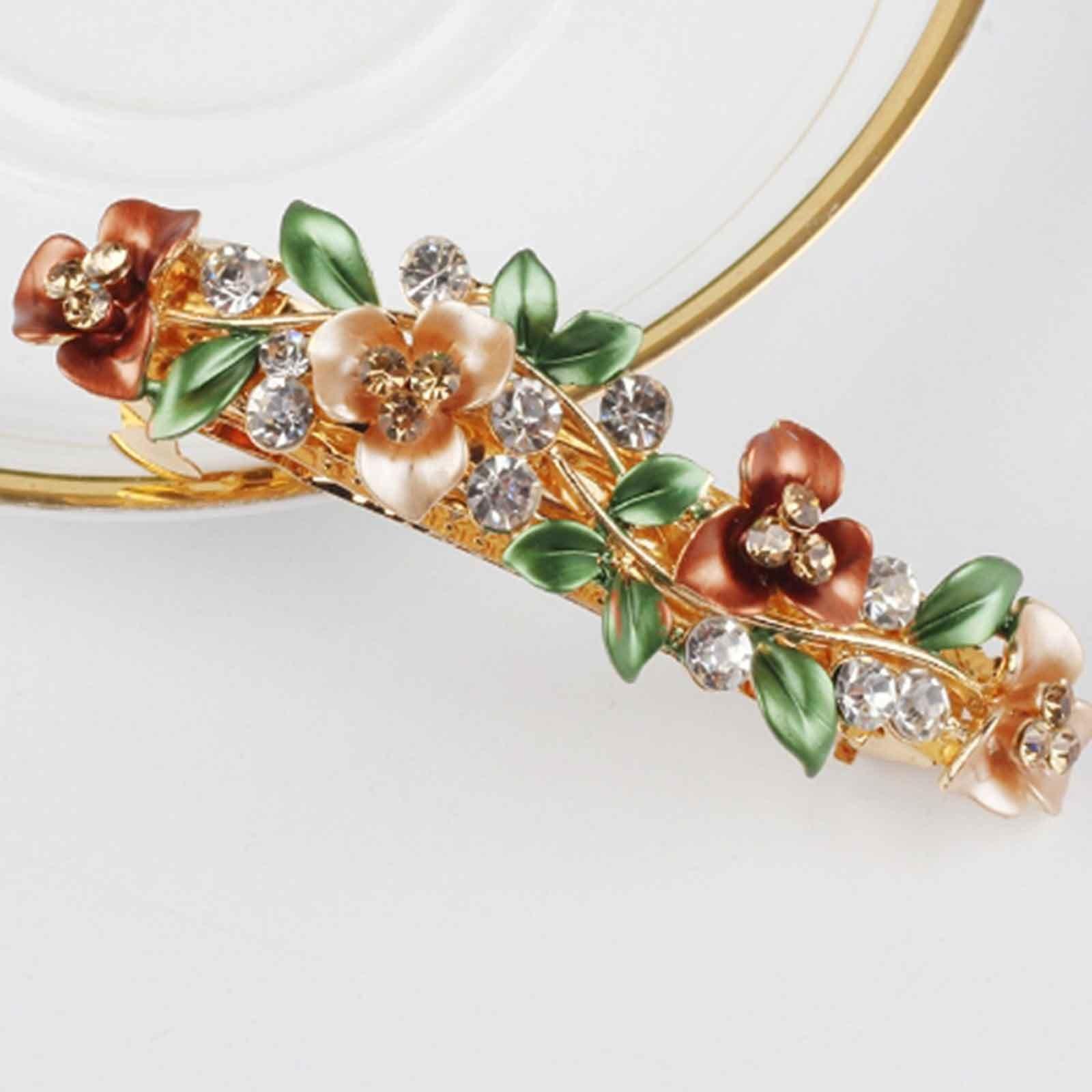 

Женская заколка для волос из сплава с бабочкой и цветком, корейская версия, взрослая шпилька, женские аксессуары с бриллиантами и пружиной One Size