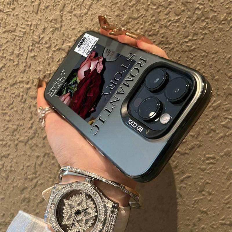 Verbesserte IMD-Hülle mit romantischem Rosen-Blumendruck, stoßfeste, schützende weiche TPU-Hülle, vollständige Rückseite für iPhone Samsung