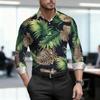 Herrenhemd Retro-Pflanzenprint-Hemd Hawaiianischer Stil Langarmhemd Lässig Slim Fit Trend Vielseitiges Oberteil Bequemer Stoff
