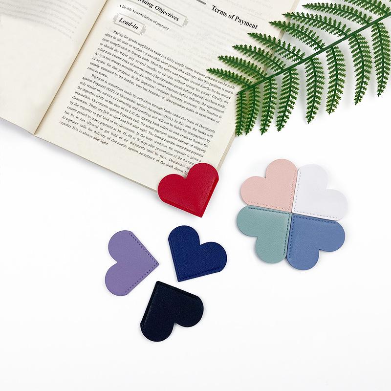 Customizable Heart-Shaped Leather Bookmarks: Variety of Styles and Colors Available