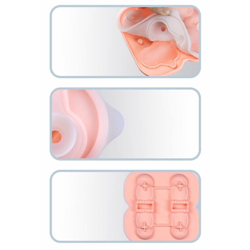Diy Animal Handwork DIY Ice Creams Molds Silicones Popsicles Cheese Stick Molds with Lid Cake Stick Molds 4-link