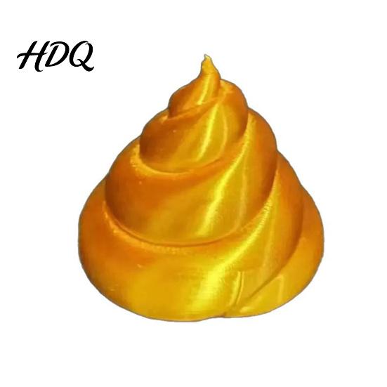 Funny Poop Shape Decor 3D Printed Golden Rotating Figurine Luck Fortune Desk