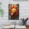 2D Flat, 1pc Vintage Embossed Metal Sign - Vibrant Sun Face with Coffee Cup Metal Wall Art, Rustic Aluminum Outdoor Decor for Garden, Patio, Porch