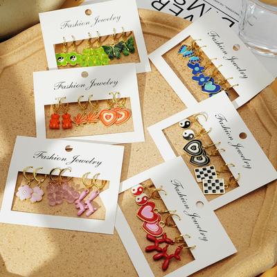 Set of 3 Earrings In Drip Candy Color Card KTJ
