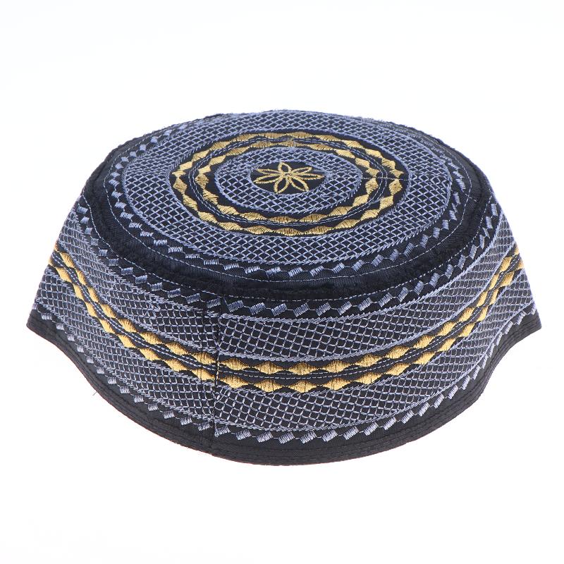 Muslim Prayer Kufi Cap With Exquisite Gold Embroidery And Soft Breathable Fabric Perfect For Eid Daily Prayer Religious