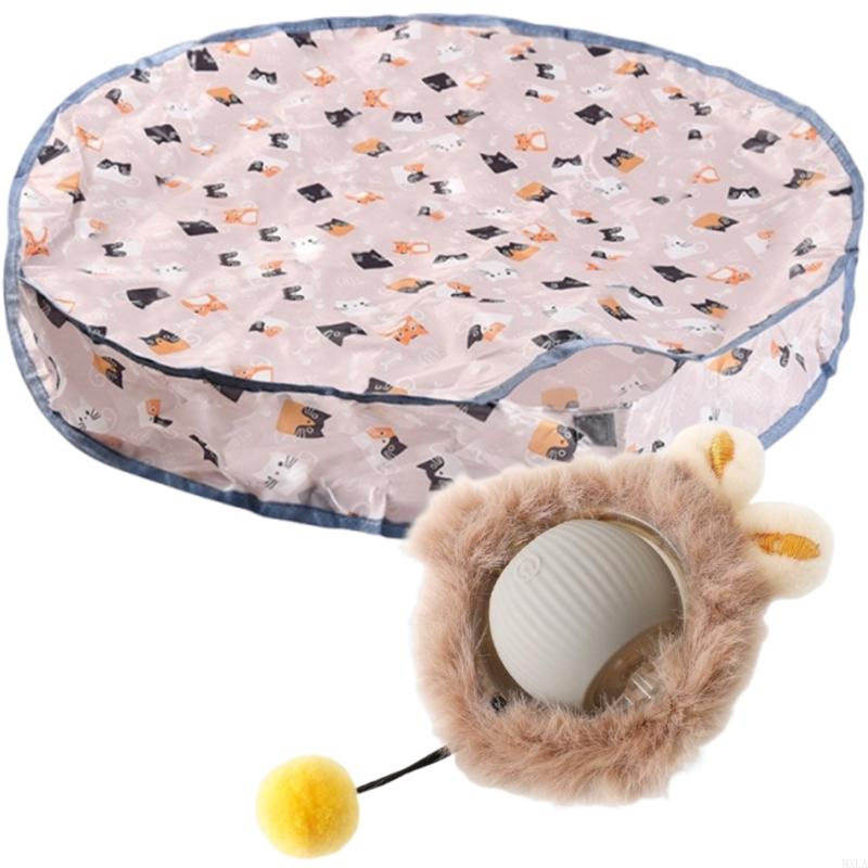 MXLA Automatic Moving Ball Cats Toy Set with Double Layer Cover Washable Mats