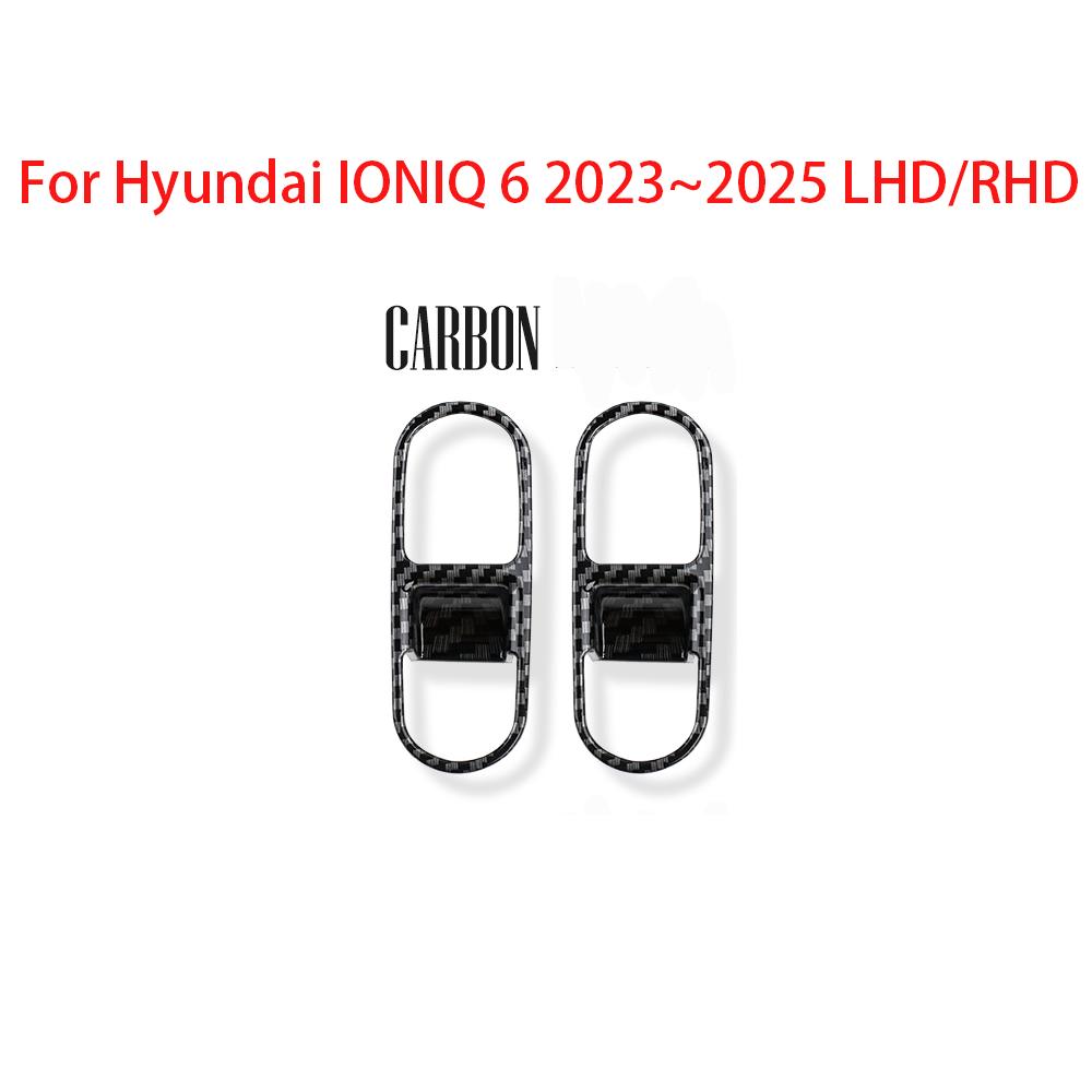 Carbon Fiber Interior Trim Window Button/Door Bowl /Front Water Cup Holder/Steering Wheel Decoration For Hyundai IONIQ 6 LHD